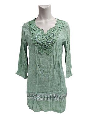 Mad Style beaded Boho style long sleeve tunic top